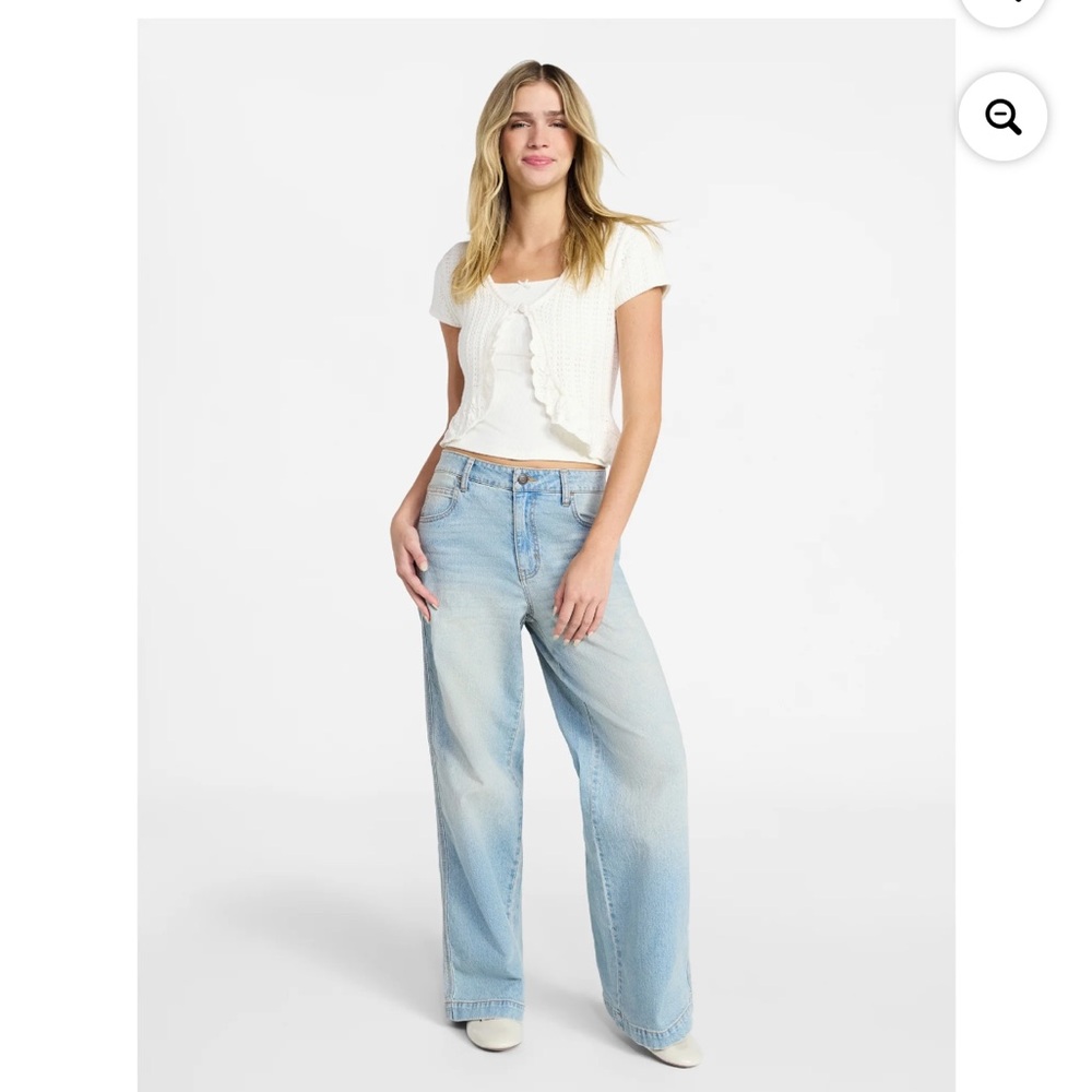 No Boundaries Mid-Rise Baggy Wide Leg Jeans, 31" Inseam